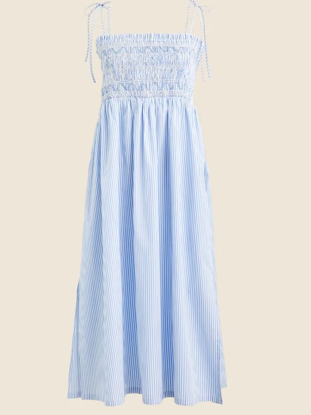 J. Crew Blue and White Striped Smocked Sundress- Size L